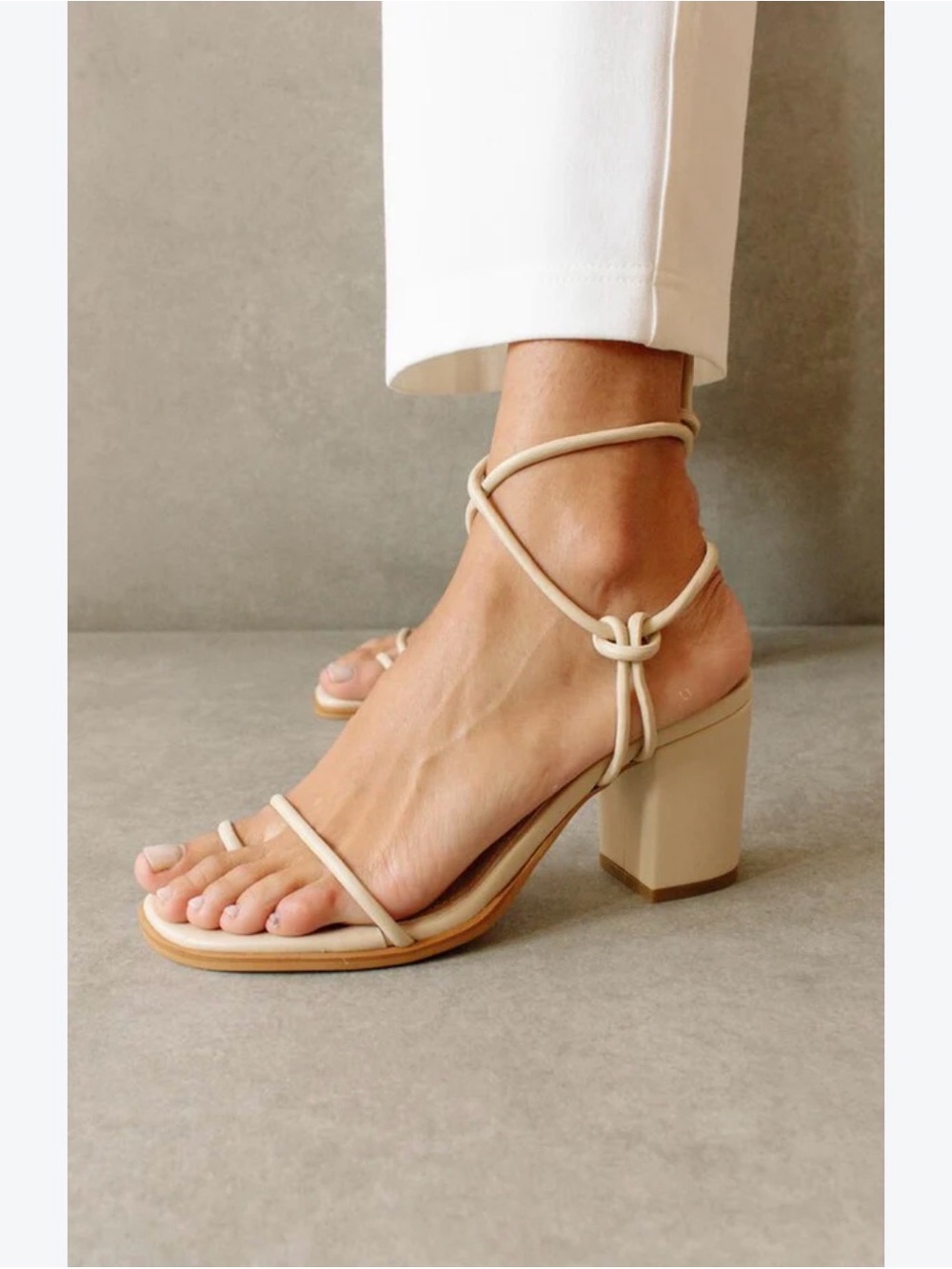 Alohas Grace minimalist strappy tie wrap dainty criss cross block heel sandal
